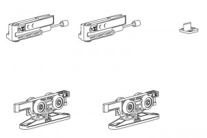 TERNO Step set fitting for interior sliding doors 50kg, 1 wing, 2x absorber