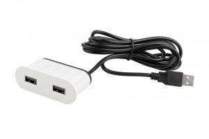 VersaPick, 2x USB, oval, white matt RAL 9003, zamac