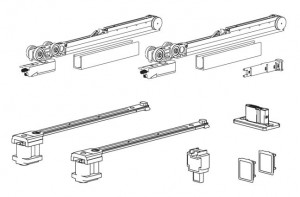 TERNO Step set fitting for interior sliding doors 80kg, 1 wing, 2x silencer