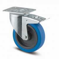 TENTE Swivel castop 3477 softened tread, O 100 mm, with brake, blue