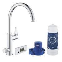 GROHE 30385000 Lever tap BauCurve Duo Blue Pure start kit, chrome