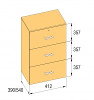 K-BBP File cabinet type R3 for width 412mm/540mm, height 1076mm without damping