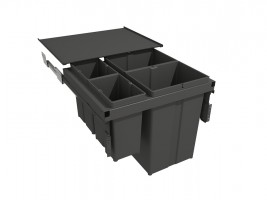 GOLLINUCCI Sorter 580 EVO, 600 mm, 2x29l + 2x8l, gray, incl. drawers and lid