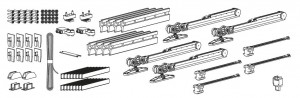 TERNO Vetro 40 synchro set of fittings for glass doors 80kg/8mm/4x damper
