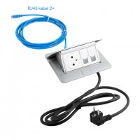 LEGRAND Pop-up v2, 1 x 230 V electrical socket, 2 x RJ45 data, aluminum