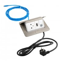 LEGRAND Pop-up v2, 1x230 V electrical socket, 1xRJ45 data, 1xHDMI, stainl.steel