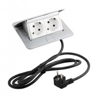 LEGRAND Pop-up v2, 2 x electric socket 230 V Schuko, aluminium