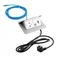 LEGRAND Pop-up v2, 1 x 230 V electrical socket, 1 x RJ45 data, 1 x VGA, aluminum