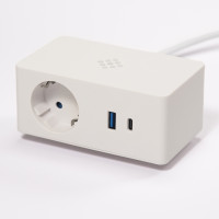 VersaQ  1x 230V, USB A+C 5V, bezdrátové nabíjení QI, bílá, Schuko