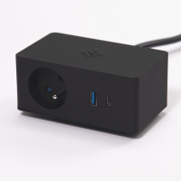 VersaQ 1x 230V, USB A+C 5V, QI wireless charging, black