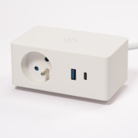 VersaQ HUB 1x 230V, 1x RJ45, USB A+C 5V, 1x HDMI, bezdrátové nabíjení QI, bílá