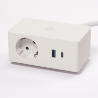 VersaQ HUB 1x 230V, 1x RJ45, USB-A+C 5V, 1x HDMI, bzdr nabíjení QI, bílá,Schuko