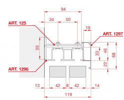 TERNO interior sliding doors 40-80kg, holder top guide
