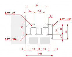 TERNO interior sliding door 40-80kg, art. S.125 upper guide bracket