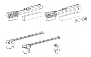 TERNO Step set fitting for interior sliding doors 80kg, 1 wing, 2x fluid damper