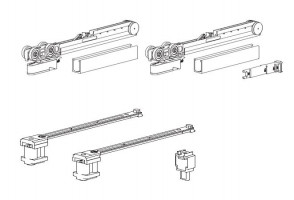 TERNO Step set fitting for interior sliding doors 50kg, 1 wing, 2x fluid damper