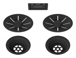 BLANCO 239979 accessories Drain set with overflow for double sink, Black Editio