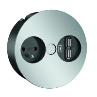 BACHMANN 931.034 Twist USB, 1x 230V + 1x USB-A double charger, chrome mat