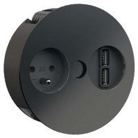 BACHMANN 931.132 Twist USB, 1x 230V, 1x USB-A double charger, black mat