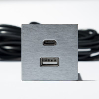 VersaPick, 1x USB A/C, square, stainless steel