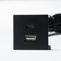 VersaPick, 1x USB A/C, square, black matte