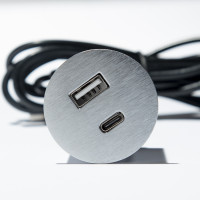 VersaPick, 1x USB A/C, round, stainless steel