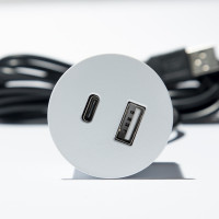 VersaPick, 1x USB A/C, round, white matt RAL 9003