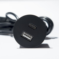 VersaPick, 1x USB A/C, round, matt black
