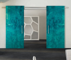 K-TERNO Diva Fluid sada kování 2 dřevěné dveře,tlumič,4m,spodní profil,stříbrná