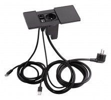 VersaPad 1x electrical outlet 1xUSB, 1xRJ45 black