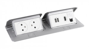 LEGRAND Pop-up double, 2x 230V, USB A+A power supply, 1x RJ45, HDMI, aluminum