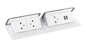 LEGRAND Pop-up dvojitá, 3x 230V, USB A+A napájecí, bílá