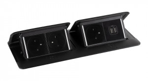 LEGRAND Pop-up dvojitá, 3x 230V, USB A+A napájecí, černá