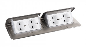 LEGRAND Pop-up double, 4x 230V, stainless steel, schuko