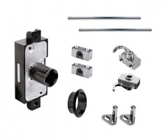 K-LEHMANN Lock set three-way black 750 1000 mm, accessories nickel