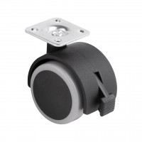 StrongCastors Castor with soft tread, diameter 50, gray, with plate and brake