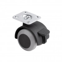 StrongCastors Castor with soft tread, diameter 40, gray, with plate and brake