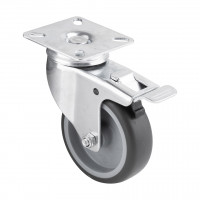 StrongCastors Castor light duty 75/70 softened tread, with brake