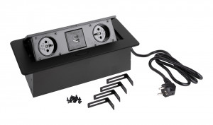 StrongPower electric socket 2x 230V, 2x USB A/C, black, FR