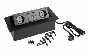 StrongPower electric socket 2x 230V, 2x USB A/C, Schuko, black