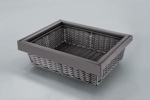 StrongWire wicker basket with frame and damped slide, 700 mm, brown