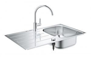 GROHE 31562SD1 Set K200 brushed stainless steel + Bau Edge chrome