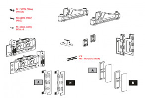 TERNO Diva Fluid set fitting for wooden doors with stoppers 30-80kg