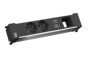 BACHMANN 916.504 socket unit 2x 230V schuko+ USB A/C+ 1x free module
