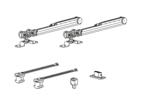 TERNO set fitting for sliding doors 80kg, 1doors + 2  fluid damper