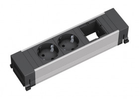 BACHMANN 916.000 socket unit 2x 230V Schuko + 1x free module