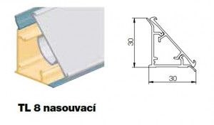 Edge Seal Strip Barier-TL8 -with slip-on Aluminium Sealing Strip,  4000/30/30 mm