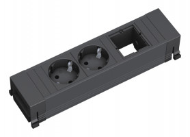BACHMANN 916.060 socket unit 2x230V+1x free, Schuko, black