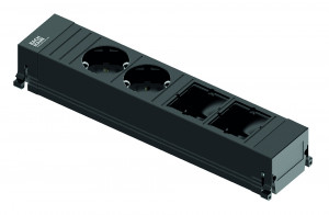 BACHMANN 916.0601 socket unit 2x230V+2x free, Schuko, black