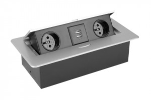 StrongPower Electric socket 2x 230V, 2x USB Power, silver